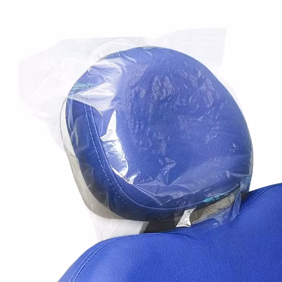 Transparente Einweg-Kopfstützenbezüge aus Kunststoff für den Dentalstuhl